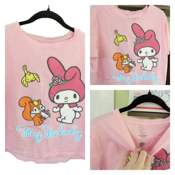 Sarnio/My Melody/Hello Kitty/Adult Pink Crop Top - Picture 2 of 2